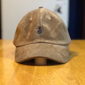 Qilo brand suede dad hat, pineapple logo